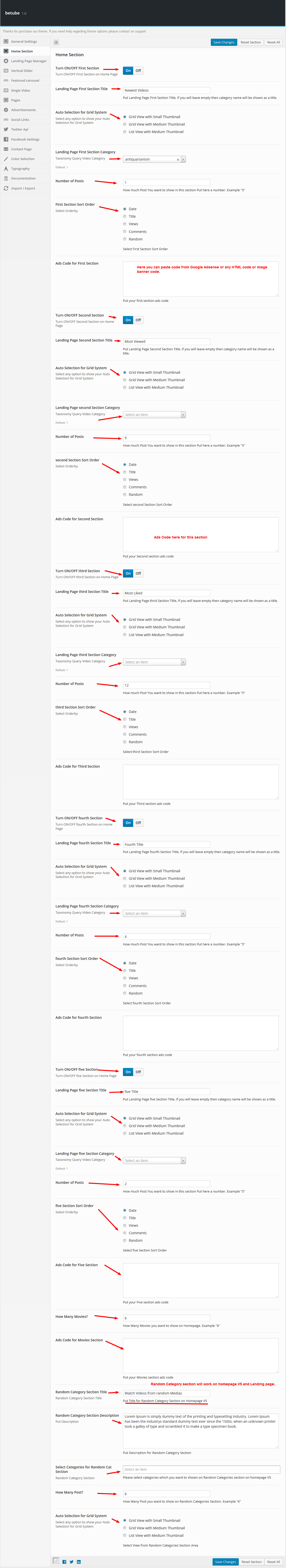 Import theme options