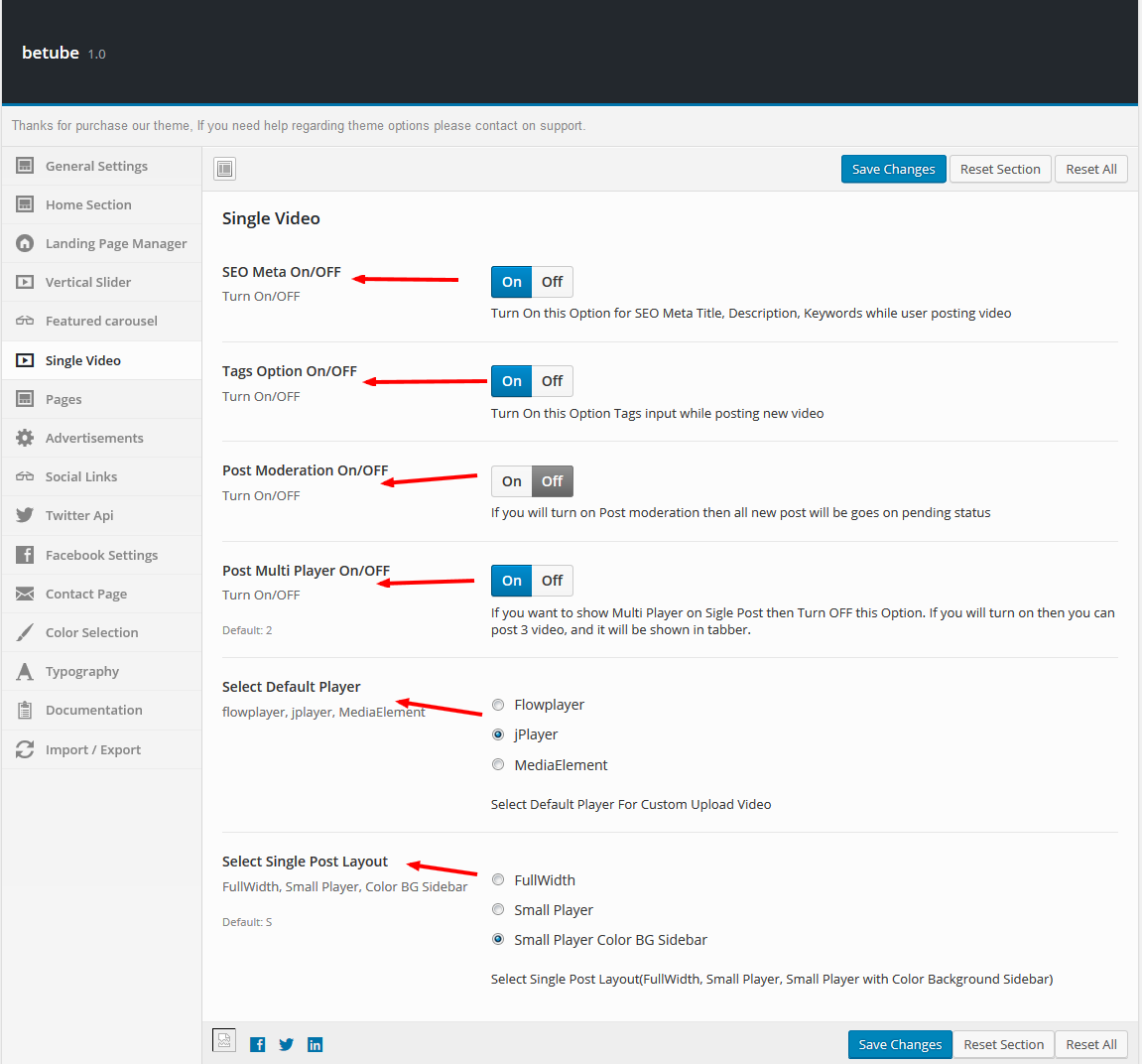betube single video settings
